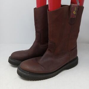 Just Rooper Boots Men Size 9.5 Brown Leather Roper Pull On Oil Resistant Western